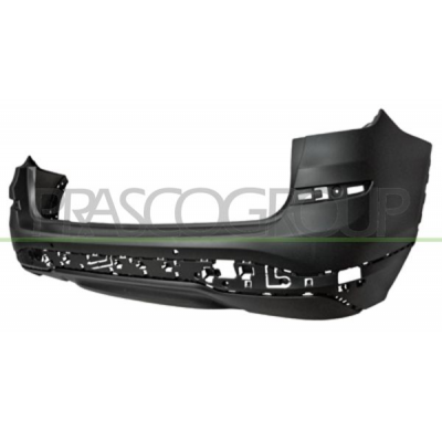 PARAGOLPES TRASERO-IMPRIMADO-CON AGUJEROS MOLDURA-CON ESCAPE DOBLE IZQUIERDO MOD. X-LINE