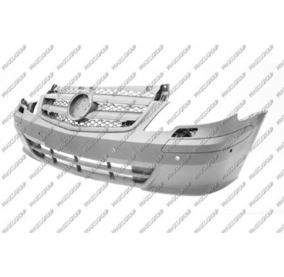 Paragolpes Delantero Negro Granulado Con Rejilla -  Con Agujeros Sensor + Soportes - Con Agujeros Lavafaros - Modelo Vito