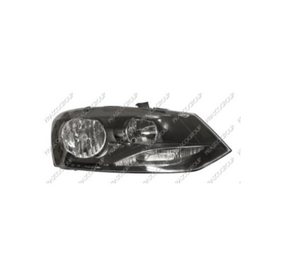 Optica Derecha H7+h7 Electrica-Con Motor-Negra Volkswagen Polo 2009->