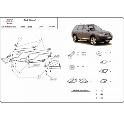 Cubre Carter Metalico Audi Allroad 2000-2005 Acero 2mm