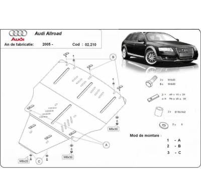 Cubre Carter Metalico Audi Allroad 2 - No Lateral 2005-2011 Acero 2mm