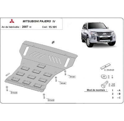 Cubre Carter Metalico Mitsubishi Pajero 4 (V80, V90) 2007-2018 Acero 3mm