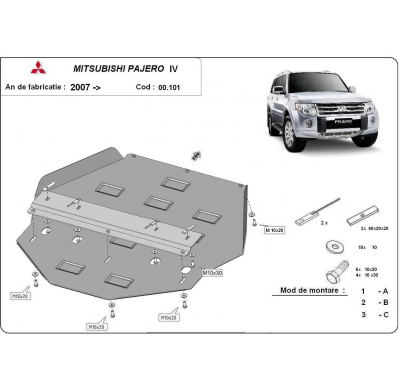 Protección Del Caja De Cambios Mitsubishi Pajero 4 (V80, V90) 2007-2018 Acero 3mm