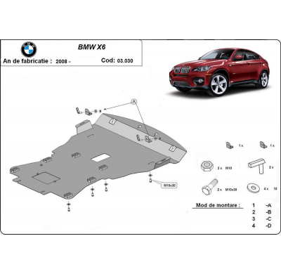 Cubre carter de Acero para BMW X6 E71 Año: 2007 - 2014 Grosor: "2"mm E71; E72