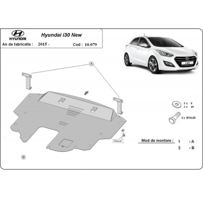 Cubre carter de Acero para Hyundai I30 Año: 2015 - 2016 Grosor: "2"mm