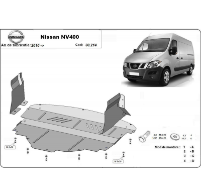 Cubre carter de Acero para Nissan NV400 Año: 2010 - 2021 Grosor: "2"mm Todas las motorizaciones