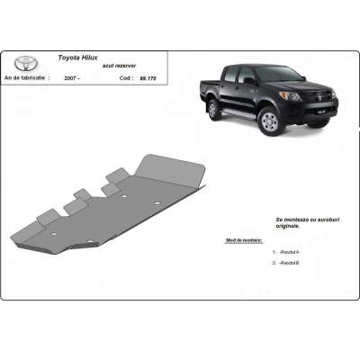 Cubre carter de Acero para el depósito de combustible del Toyota Hilux Año: 2004 - 2015 Grosor: "2"mm Todas las motorizaciones
