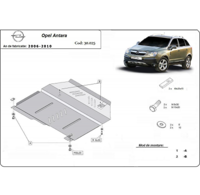 Cubre carter de Acero para Opel Antara Año: 2006 - 2010 Grosor: "2.5"mm 2.0, 2.4, 3.2