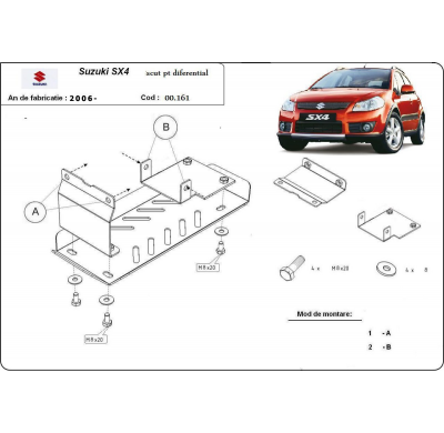 Protector de diferencial de Acero para Suzuki SX 4WD Año: 2006 - 2013 Grosor: "3"mm 4x4