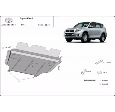 Cubre carter de Acero para Toyota RAV 4 diésel Año: 2006 - 2013 Grosor: "2"mm diesel