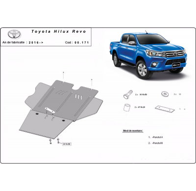 Protector de Acero para caja de cambios del Toyota Hilux Revo Año: 2016 - 2025 Grosor: "3"mm Todas las motorizaciones
