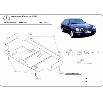 Cubre carter de Acero para Mercedes Clase E W210 Año: 1995 - 2003 Grosor: "2"mm Todas las motorizaciones