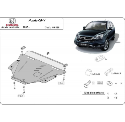 Cubre carter de Acero para Honda CR-V Gen 3 Año: 2007 - 2012 Grosor: "2,5"mm Todas las motorizaciones