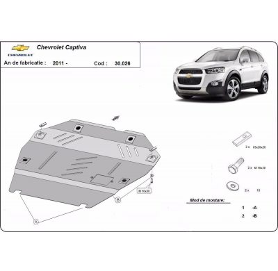 Cubre carter de Acero para Chevrolet Captiva Año: 2010 - 2018 Grosor: "2"mm Todas las motorizaciones