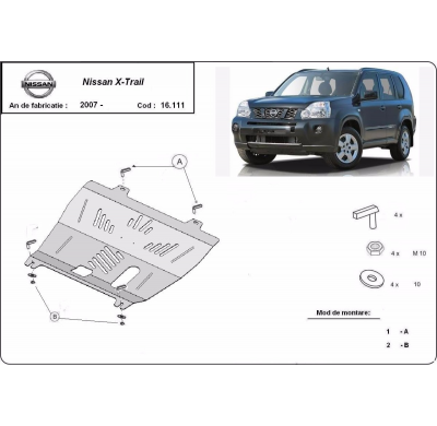 Cubre carter de Acero para Nissan X-Trail T31 Año: 2007 - 2013 Grosor: "2"mm Todas las motorizaciones