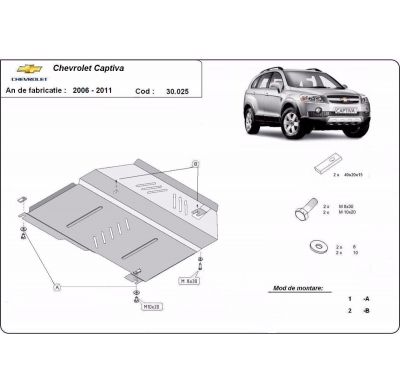 Cubre carter de Acero para Chevrolet Captiva Año: 2006 - 2010 Grosor: "2.5"mm Todas las motorizaciones