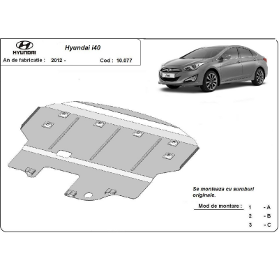 Cubre carter de Acero para el motor y caja de cambios del Hyundai i40 Año: 2011 - 2015 Grosor: "2"mm Todas las motorizaciones