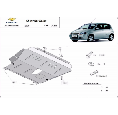 Cubre carter de Acero para Chevrolet Kalos Año: 2008 - 2011 Grosor: "2"mm Todas las motorizaciones