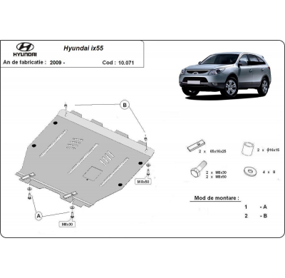 Cubre carter de Acero para Hyundai ix55 Año: 2009 - 2015 Grosor: "3"mm Todas las motorizaciones