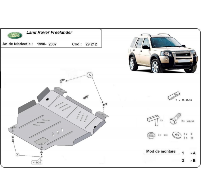 Cubre carter de Acero para Land Rover Freelander 1 Año: 1998 - 2007 Grosor: "3"mm Todas las motorizaciones