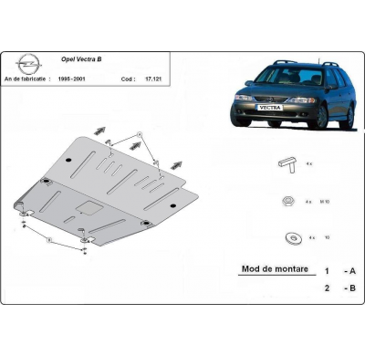 Cubre carter de Acero para Opel Vectra B Año: 1995 - 2001 Grosor: "2"mm Todas las motorizaciones