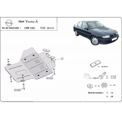 Cubre carter de Acero para Opel Vectra A Año: 1988 - 1995 Grosor: "2"mm Todas las motorizaciones