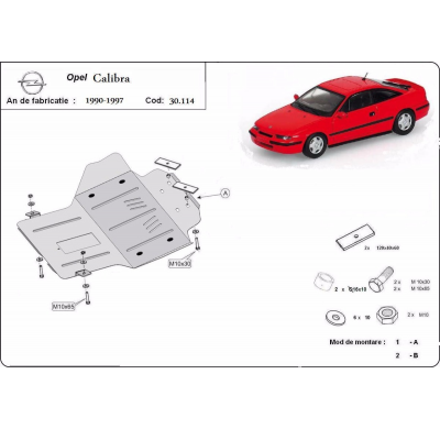 Cubre carter de Acero para Opel Calibra Año: 1990 - 1997 Grosor: "2"mm Todas las motorizaciones