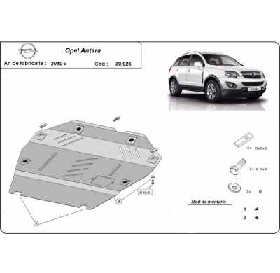 Cubre carter de Acero para Opel Antara Año: 2010 - 2015 Grosor: "2"mm Todas las motorizaciones
