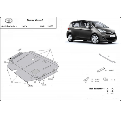 Cubre carter de Acero para Toyota Verso Año: 2007 - 2018 Grosor: "2"mm