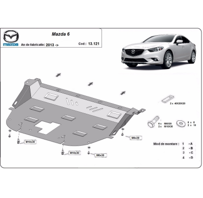 Cubre carter de Acero para Mazda 6 Año: 2013 - 2025 Grosor: "2"mm Todas las motorizaciones