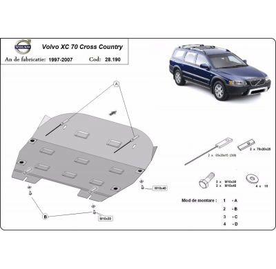 Cubre carter de Acero para Volvo XC70 Cross Country Año: 1997 - 2007 Grosor: "2"mm Todas las motorizaciones
