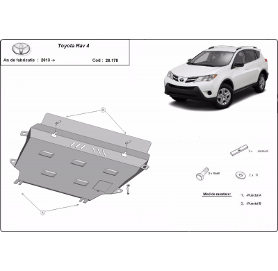 Cubre carter de Acero para Toyota RAV4 Año: 2013 - 2018 Grosor: "2"mm Todas las motorizaciones