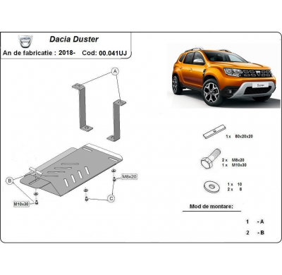 Protector de diferencial de Acero para Dacia Duster 4x4 Año: 2018 - 2024 Grosor: "2"mm 4x4