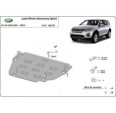 Cubre carter de Acero para Land Rover Discovery Sport Año: 2014 - 2019 Grosor: "2"mm