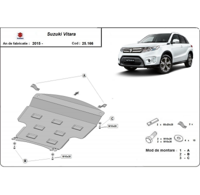 Cubre carter de Acero para Suzuki Vitara Año: 2015 - 2023 Grosor: "2"mm