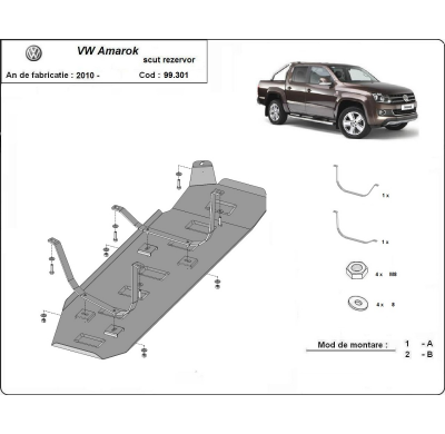 Cubre carter de Acero para el depósito de combustible del Volkswagen Amarok - Solo para versiones sin protecciones de fábrica Añ