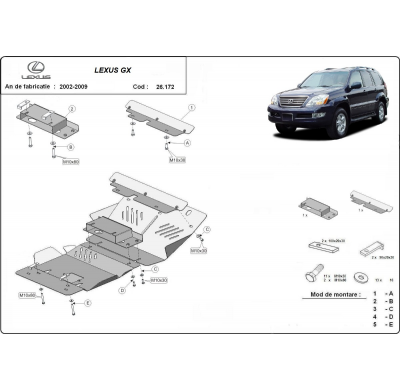 Cubre carter de Acero para Lexus GX Año: 2002 - 2009 Grosor: "2.5"mm Todas las motorizaciones