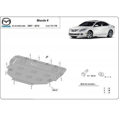 Cubre carter de Acero para Mazda 6 Año: 2007 - 2012 Grosor: "2"mm Todas las motorizaciones