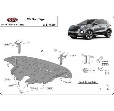 Cubre carter de Acero para Kia Sportage Año: 2019 - 2021 Grosor: "2"mm Todas las motorizaciones