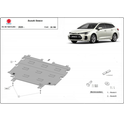 Cubre carter de Acero para Suzuki Swace Año: 2020 - 2025 Grosor: "2"mm Todas las motorizaciones