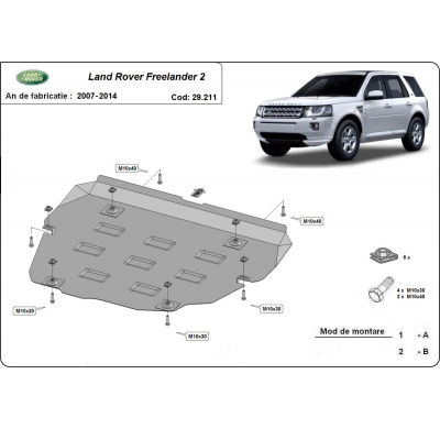 Cubre carter de Acero para Land Rover Freelander 2 Año: 2007 - 2014 Grosor: "2"mm Todas las motorizaciones