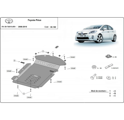 Placa de convertidor catalítico/bloqueo de catalizador de Acero para Toyota Prius 3 Año: 2008 - 2015 Grosor: "2"mm Todas las mot