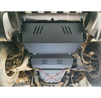 Cubre carter de Acero para el motor y el radiador del Mitsubishi L 200 Año: 2005 - 2015 Grosor: "3"mm Todas las motorizaciones