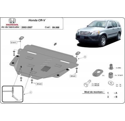 Cubre carter de Acero para Honda CR-V Gen 2 Año: 2002 - 2007 Grosor: "2.5"mm Todas las motorizaciones