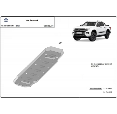 Cubre carter de Acero para el depósito de combustible del Volkswagen Amarok 2 Año: 2022 - 2025 Grosor: "2"mm Todas las motorizac