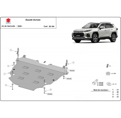 Cubre carter de Aluminio para Suzuki Cross Año: 2020 - 2025 Grosor: "4"mm Todas las motorizaciones