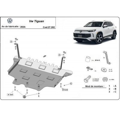 Cubre carter de Acero para Volkswagen Tiguan Año: 2025 - 2025 Grosor: "2"mm 2