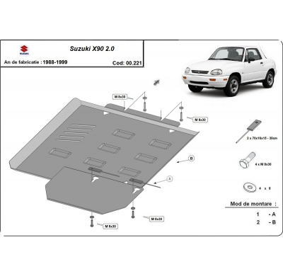 Protector de Acero para caja de cambios Suzuki X90 2.0 Año: 1988 - 1999 Grosor: "2.5"mm 2.0 gasolina
