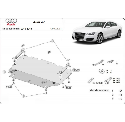 Cubre carter de Acero para Audi A7 Año: 2011 - 2018 Grosor: "2"mm