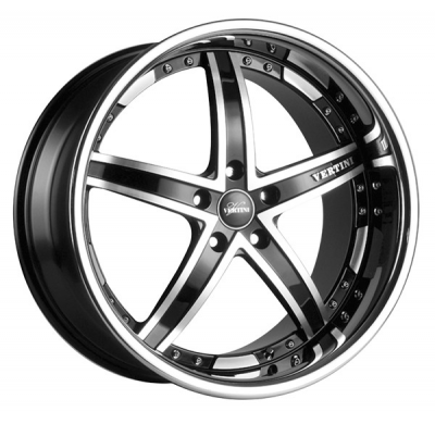 Llanta VERTINI WHEELS FAIRLADY 10X20 5X120 ET40  NEGRO MEC. ARO INOX